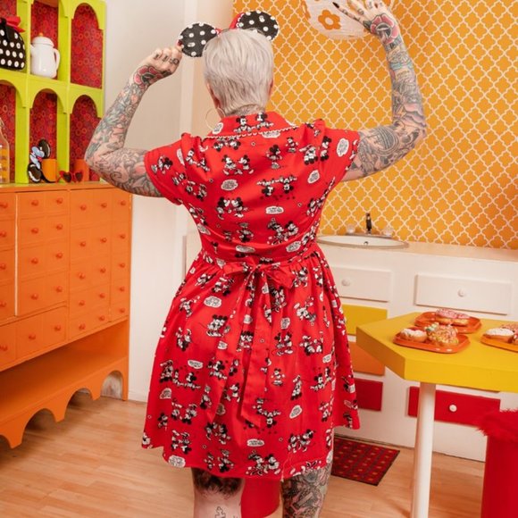 Stitch Shoppe by Loungefly Disney Mickey & Minnie Red Comic Strip Diner Dress - Picture 5 of 8
